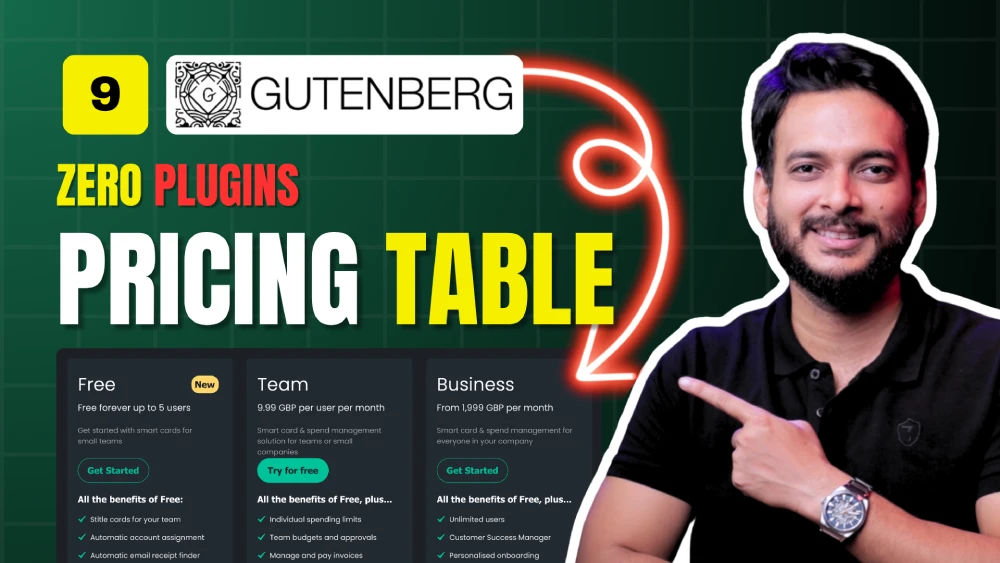 Design Pricing Table using Gutenberg (no additional plugin require)